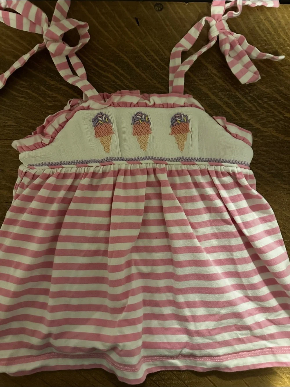 Classic Whimsy Pink and White Striped Girls' Ice Cream Sundress